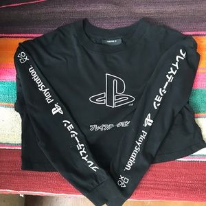 PlayStation womens long sleeve crop top size Small